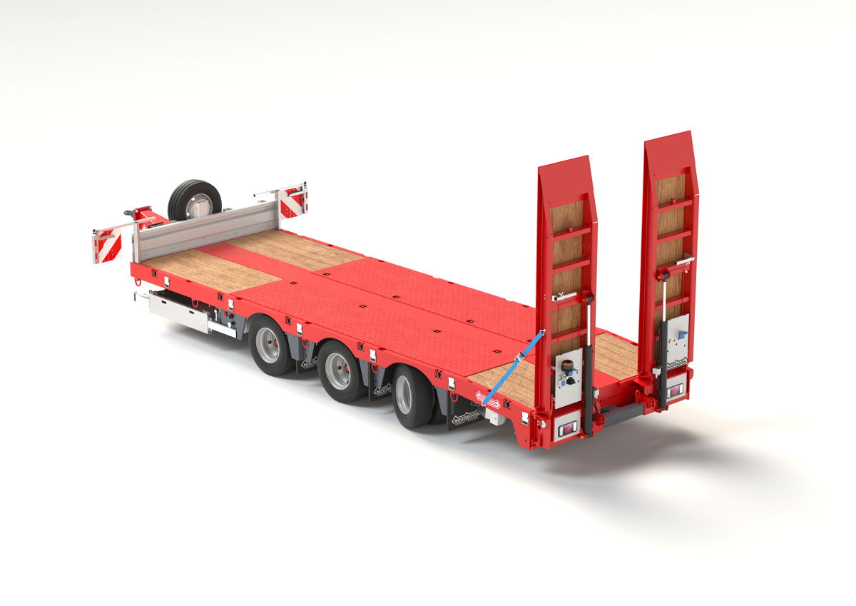 The Nooteboom 3-axle centre-axle drawbar trailer is very manoeuvrable due to its compact design and the self-steering rear axle. 