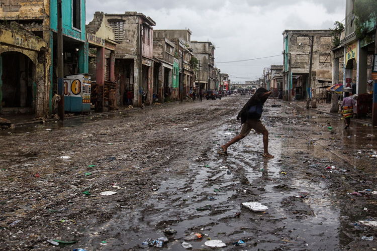 Destruction in Haiti after landfall of Hurricane Matthew