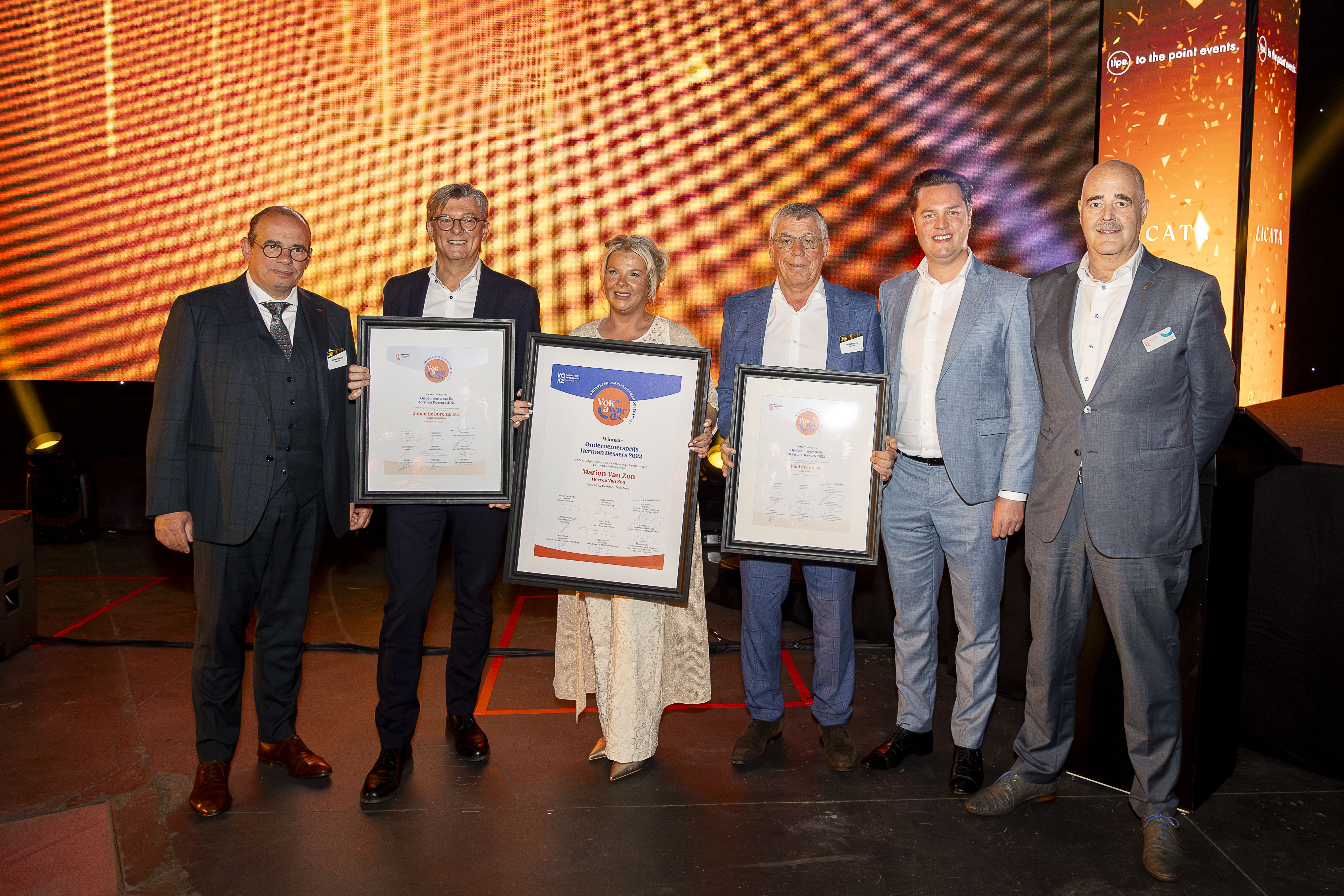 Joris Vrancken (Voka - KvK Limburg), Johan Deburchgrave (Vandersanden), Marion Van Zon (Van Zon), Paul Cremers (Staf Cars), Tom Vandeput (Provincie Limburg) & Johann Leten (Voka - KvK Limburg)