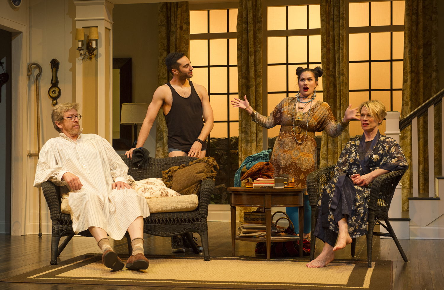 R.H. Thomson, Lee Majdoub, Carmela Sison and Brenda Robins in Vanya and Sonia and Masha and Spike by Christopher Durang / Photos by David Cooper