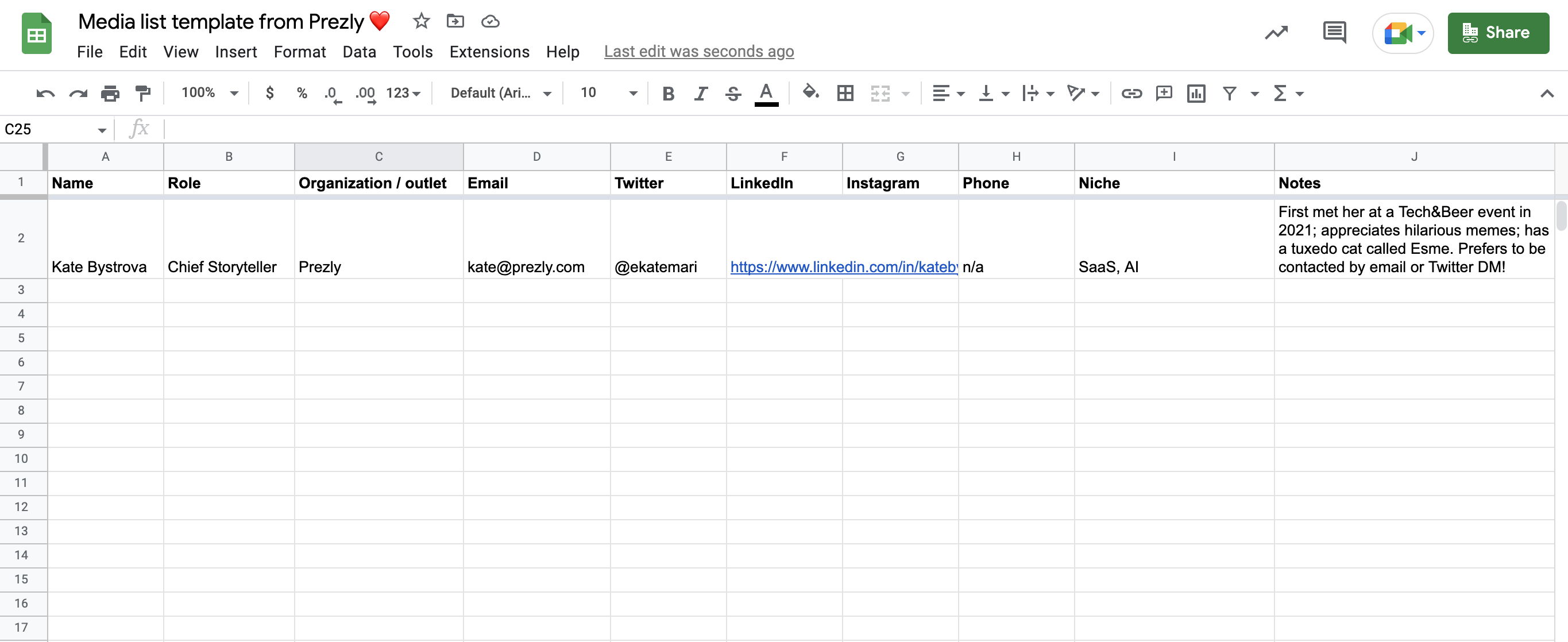 [browser] Click to open the Google Sheets media list template, and select File > Copy to use