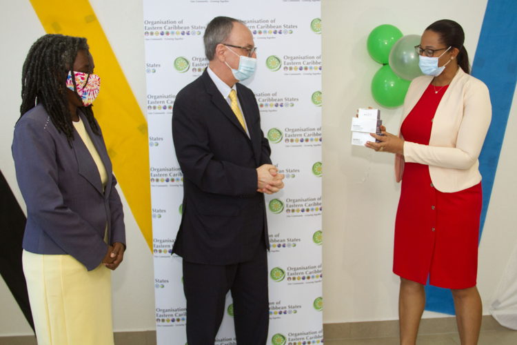 The OECS handed over Saint Lucia's allocation of the Brazilian donation to the island's Chief Medical Officer Dr. Sharon Belmar-George. The OECS handed over Saint Lucia's allocation of the Brazilian donation to the island's Chief Medical Officer Dr. Sharon Belmar-George.