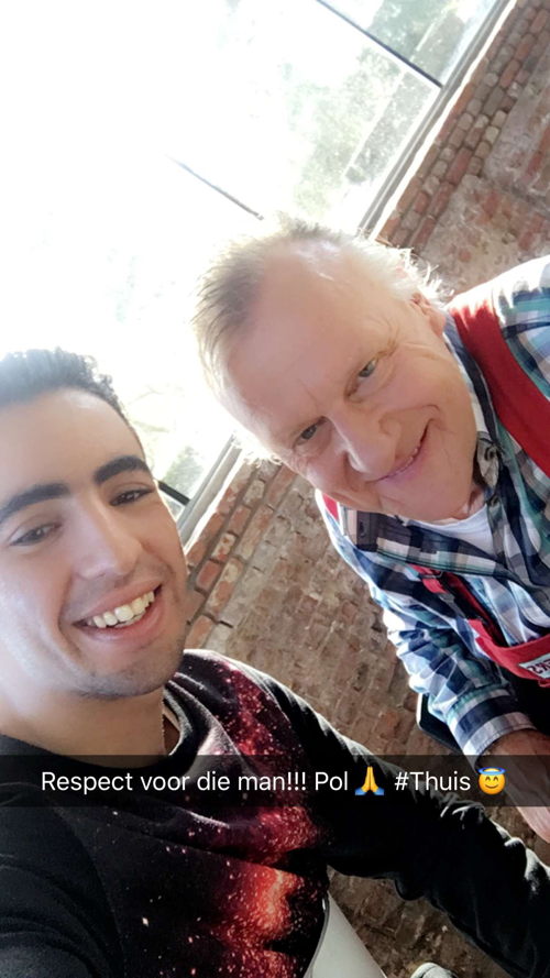 Selfie van Aboubakr Bensaihi en Pol Goossen, één van de nieuwe THUIS-collega's die Aboubakr erg bewondert.