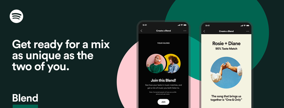 Spotify lance la fonctionnalité "Blend", permettant à des amis de fusionner leurs goûts dans une playlist et de découvrir leur “score de compatibilité”