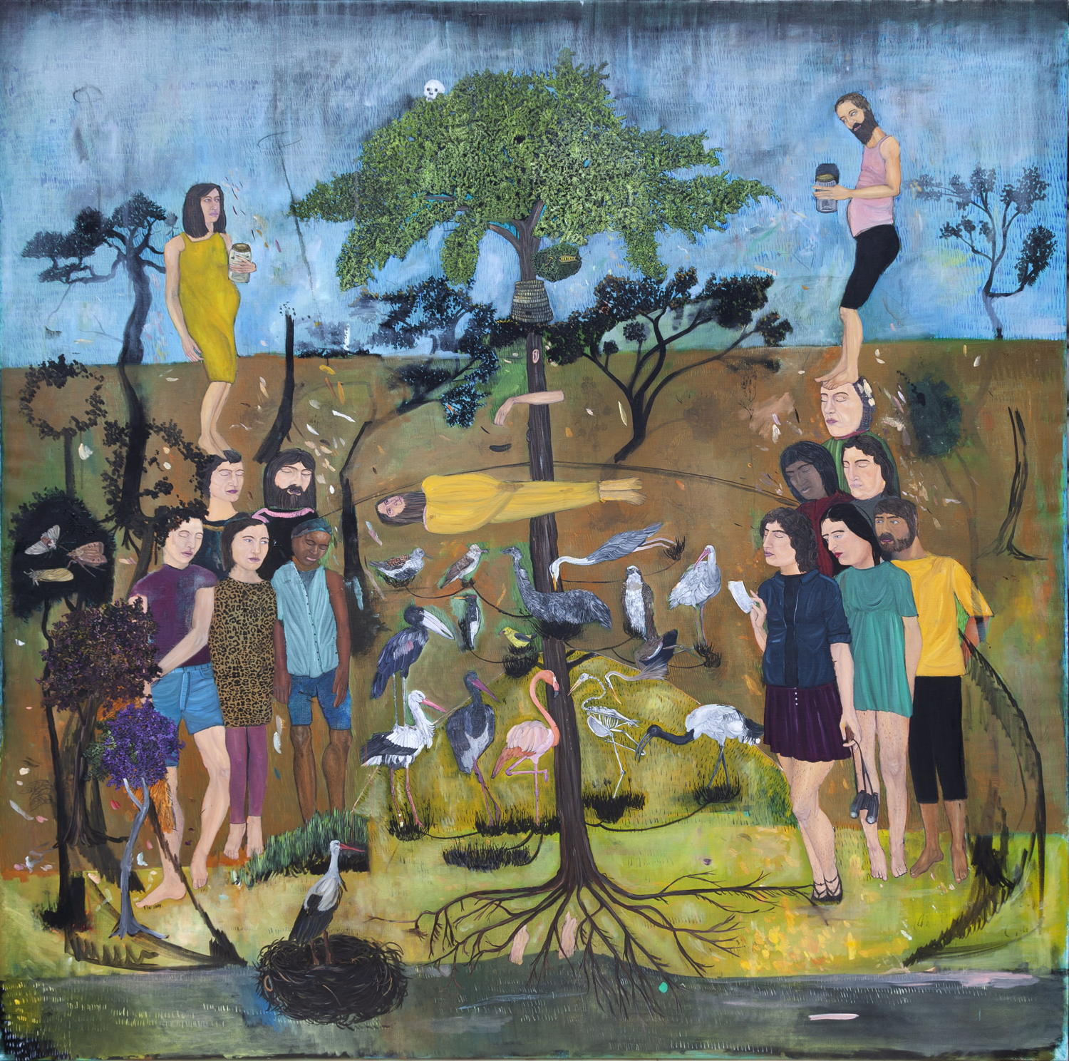 Bram Demunter, Linking revelations and beekeeping, 2019. Oil on canvas, 150 x 150 cm. Courtesy Tim Van Laere Gallery, Antwerp.