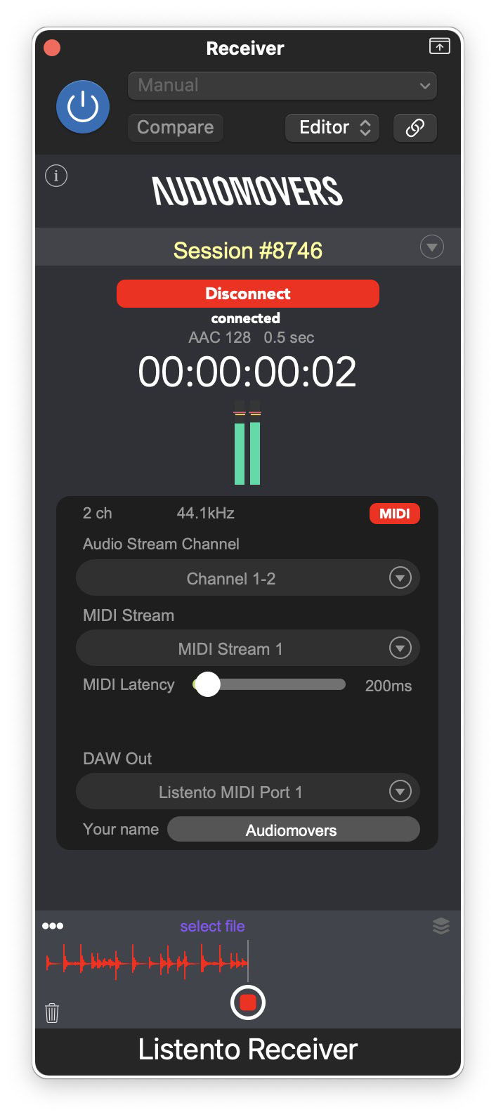 The LISTENTO Receiver Plugin now incorporates MIDI functionality alongside it’s audio capabilities