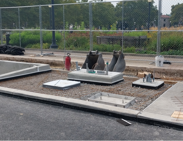 Electrical components recently placed at Schenley Plaza Electrical components recently placed at Schenley Plaza