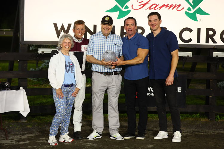 Grace Hill and connections celebrate Roses Are Red Final win on June 17, 2023 at Woodbine Mohawk Park (New Image Media)
