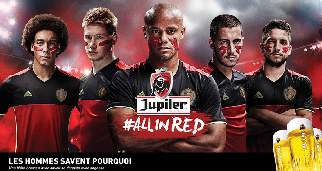 La campagne Jupiler #ALLINRED colore le pays de rouge et veut réunir tous les Belges derrière les Diables Rouges