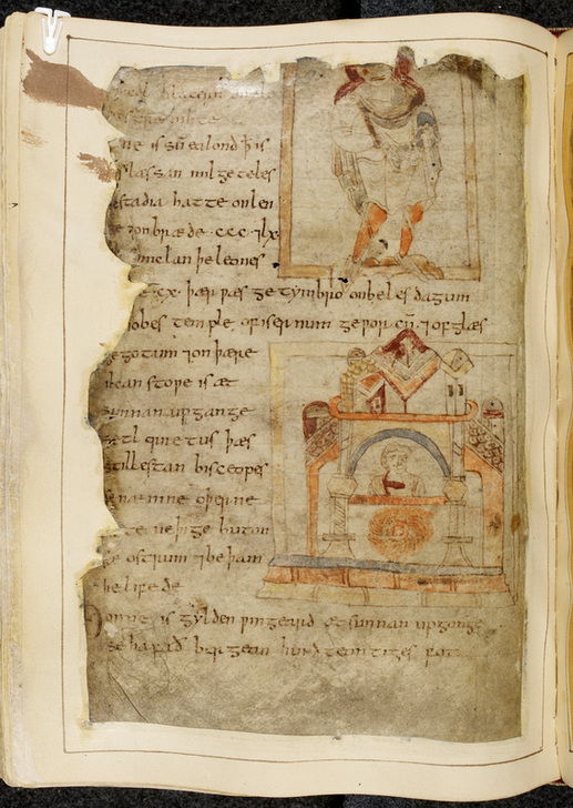 AKG5331636 Manuscript text and drawing/s. Circa 1000.  From: Beowulf. © akg-images / British Library