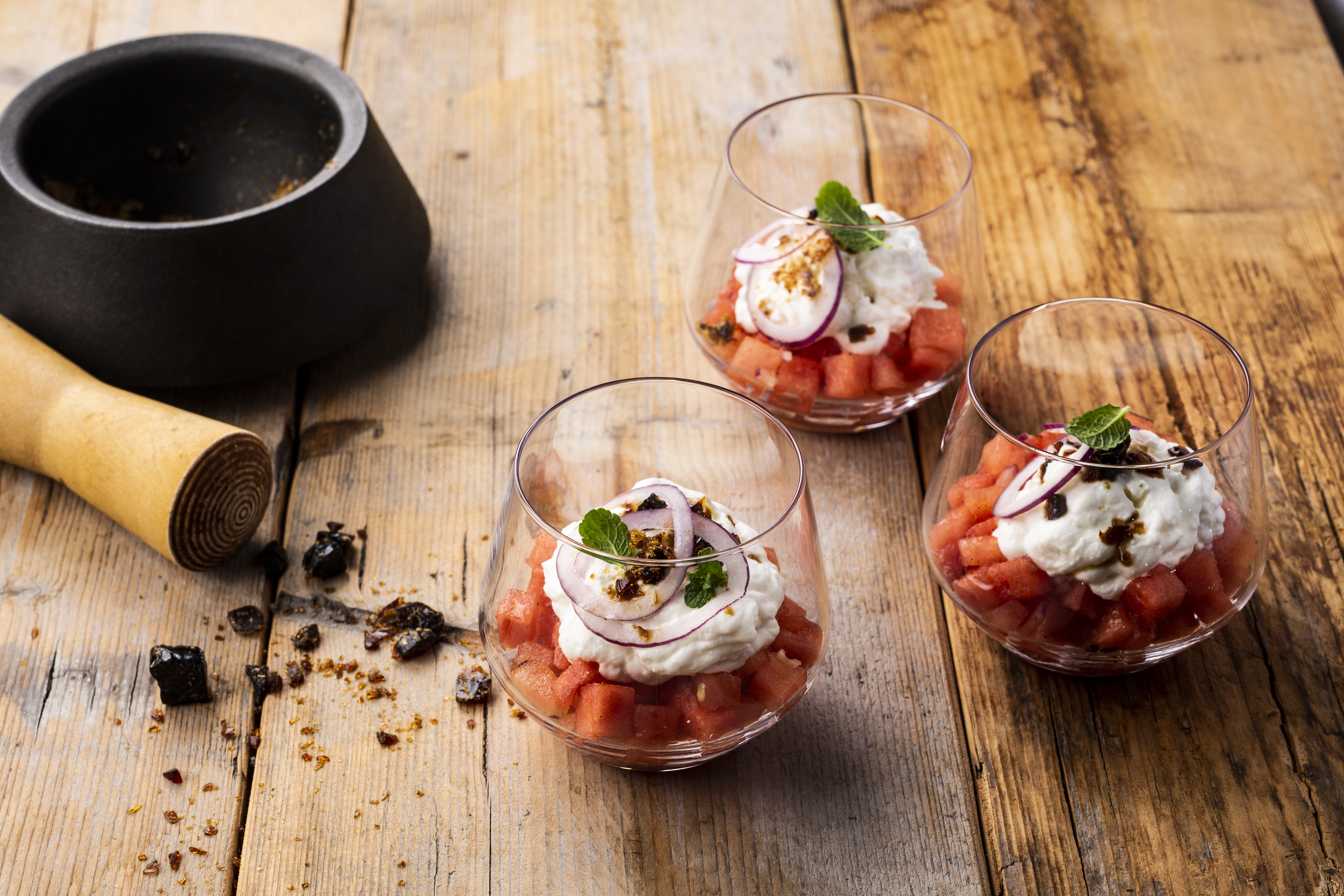 Would Be Chef Wycam's une salade de pastèques fraîche