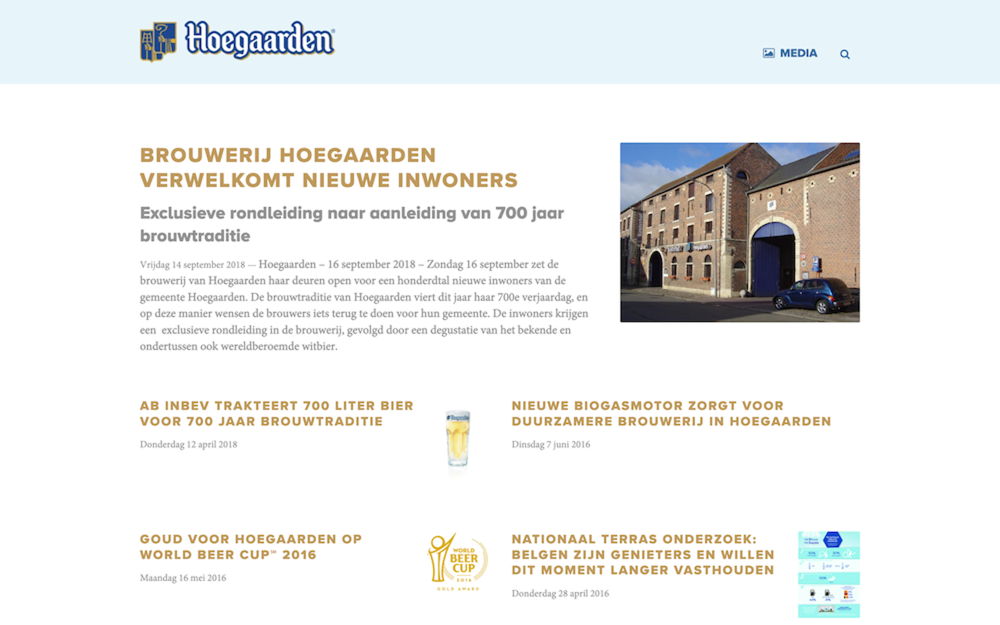 AB InBev's Hoegaarden newsroom