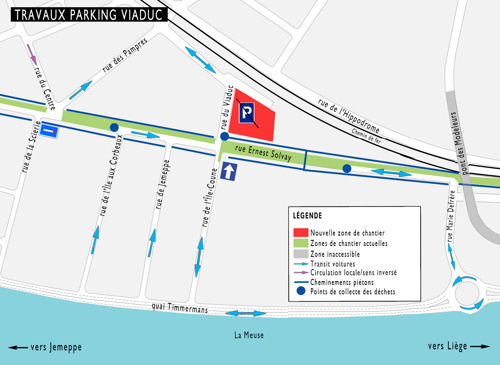 Tram de Liège: Travaux d'installation d'éclairage parking du Viaduc