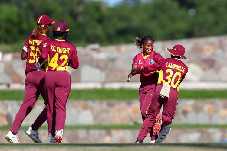 Kaysia Schultz celebrates maiden ODI wicket