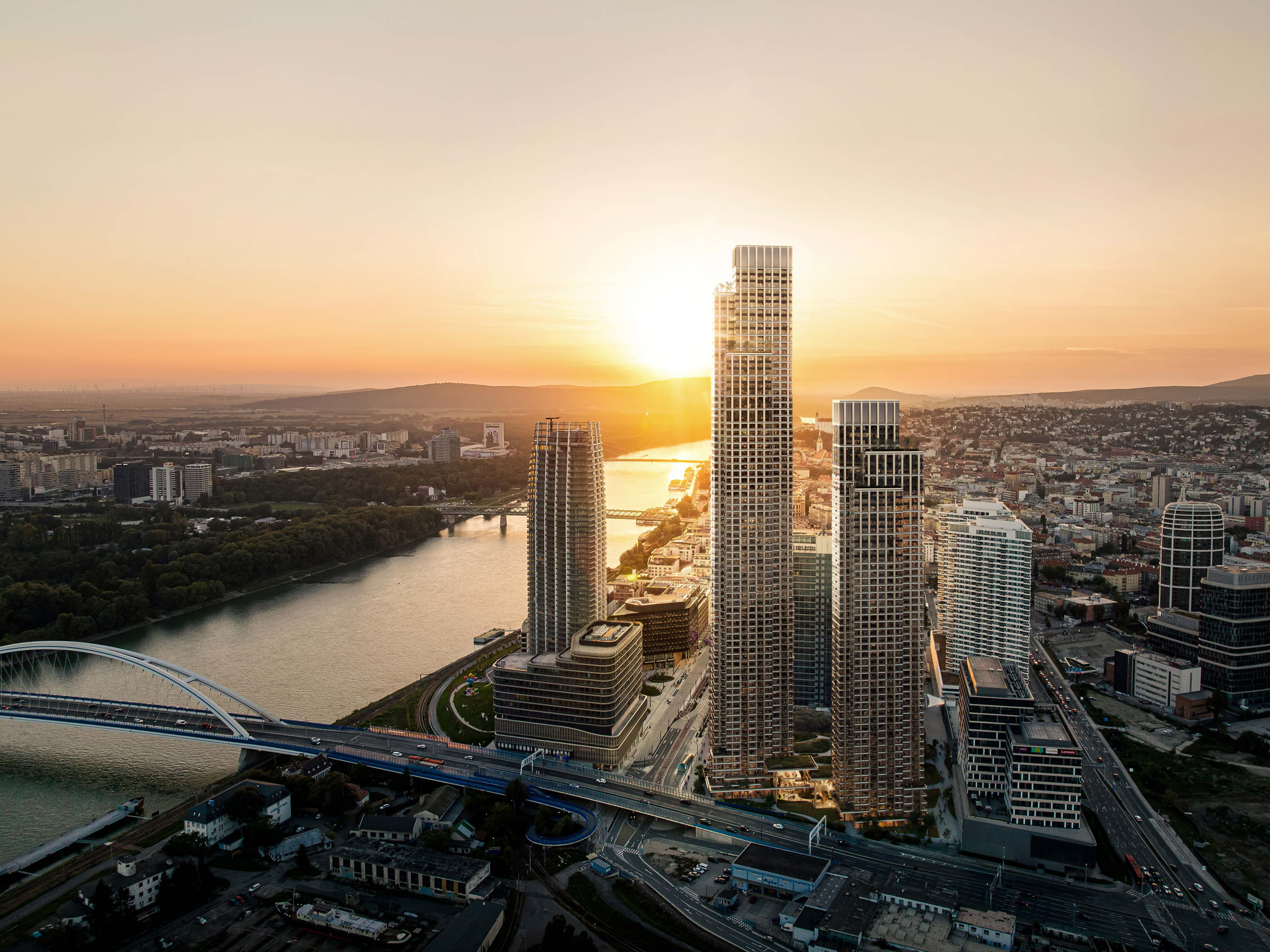 KCAP Win Competition to Design Two New 260m and 180m Skyscrapers, in Bratislava