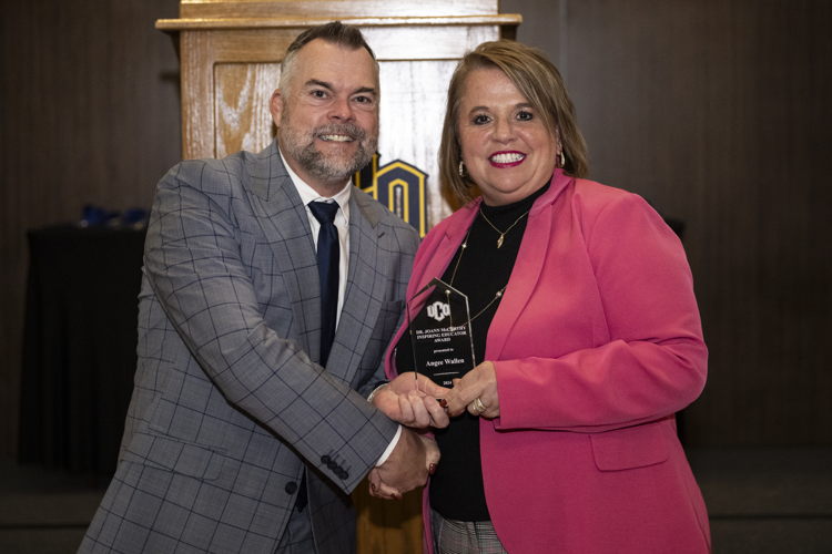 Angee Wallen and Bryan Duke, Ph.D., dean of the UCO College of Education and Professional Studies