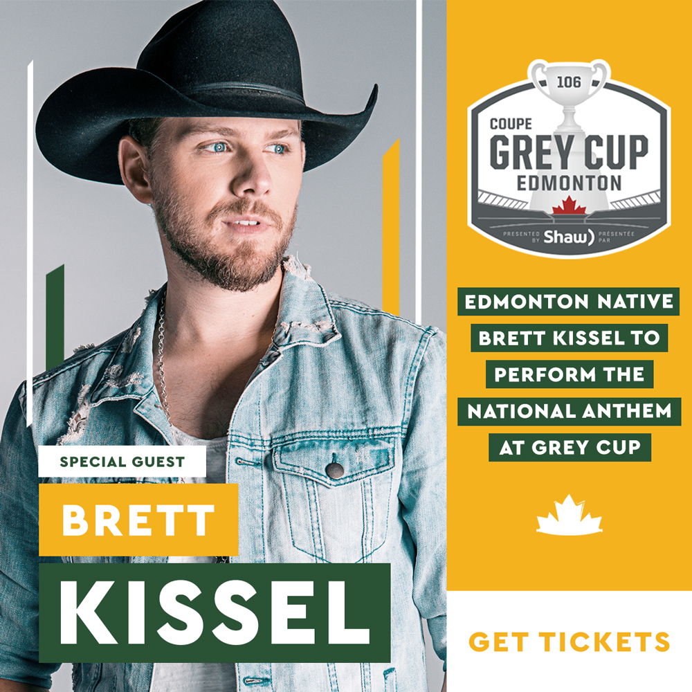 Brett Kissel to sing 'O Canada' at 106th Grey Cup presented by Shaw.