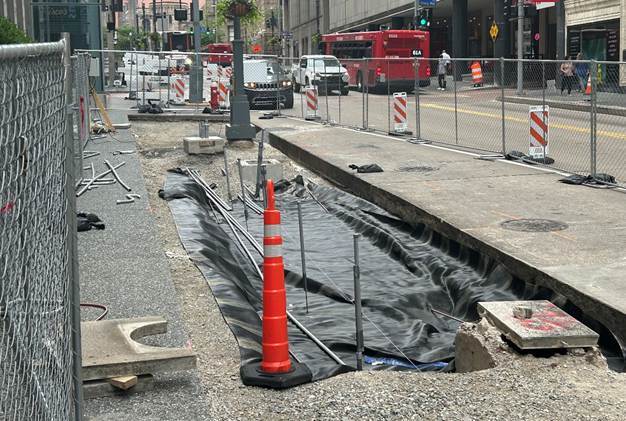 Work zone at Fifth Avenue and William Penn Place Work zone at Fifth Avenue and William Penn Place