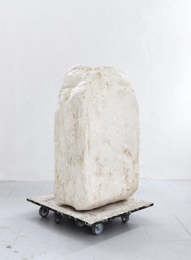 Stan Van Steendam ‘eã’ (2021) varnish, pigments, dust, dirt, plaster and epoxy resin on wood 50 x 64 x 123 cm