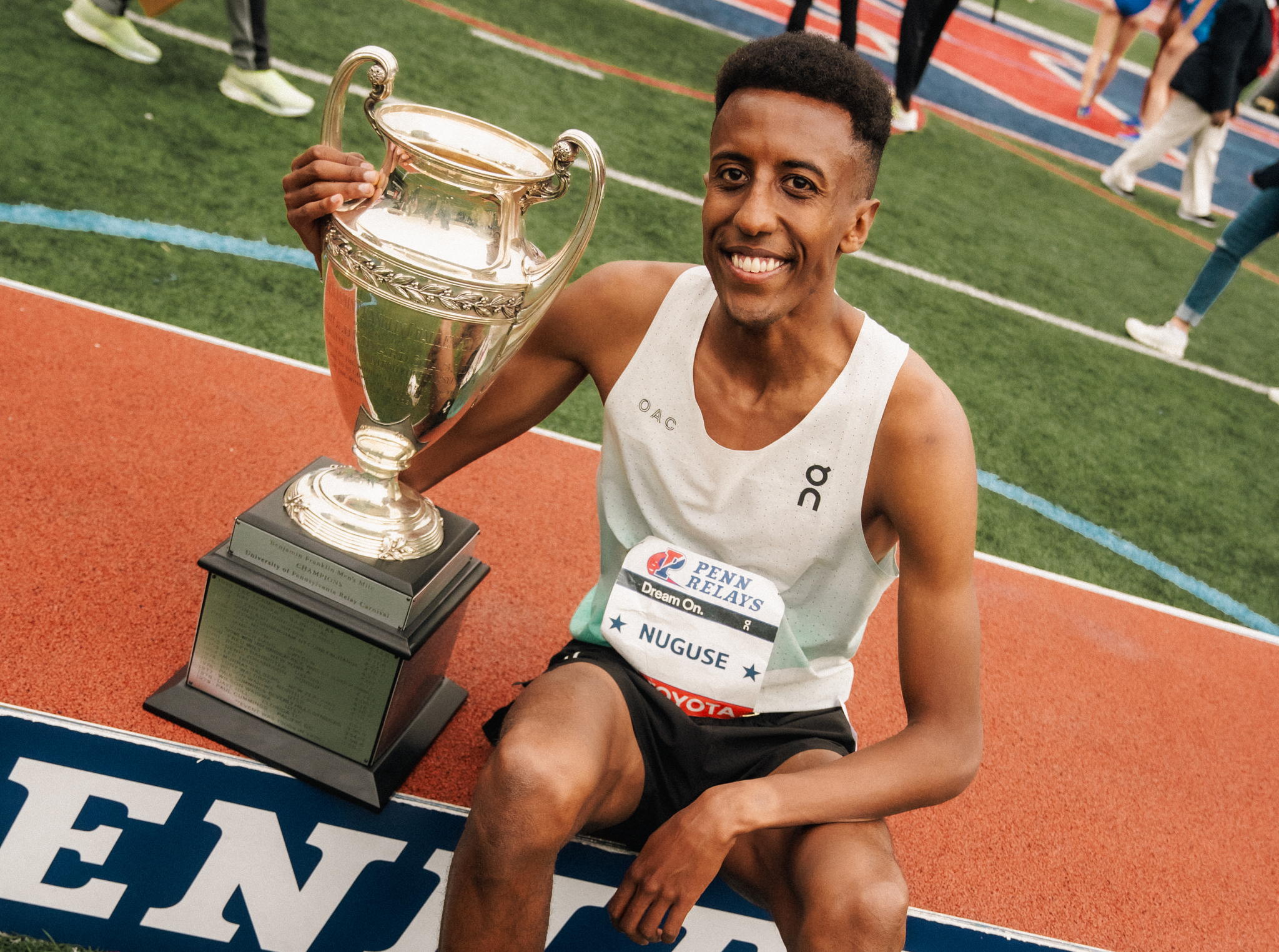 Yared Nuguse after winning the Mile in record time Yared Nuguse after winning the Mile in record time