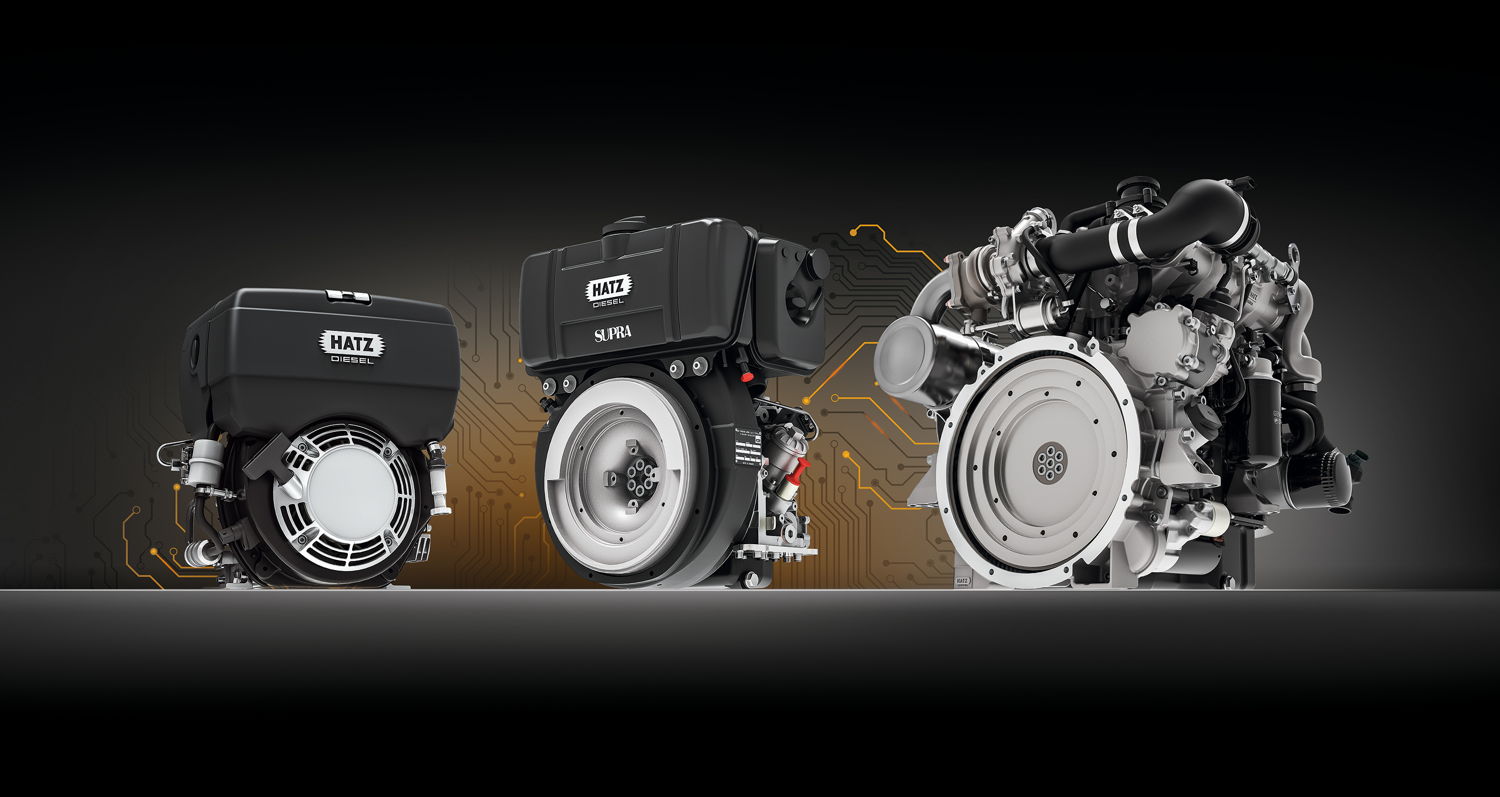 Hatz B- und D-Serie-Motoren mit E1-Technologie, der elektronischen Steuerung für die Einbindung in IoT-Plattformen der Maschinenhersteller und -betreiber. Sowie die Evolution im Motorenbau: Hatz H-Serie Applicationizer