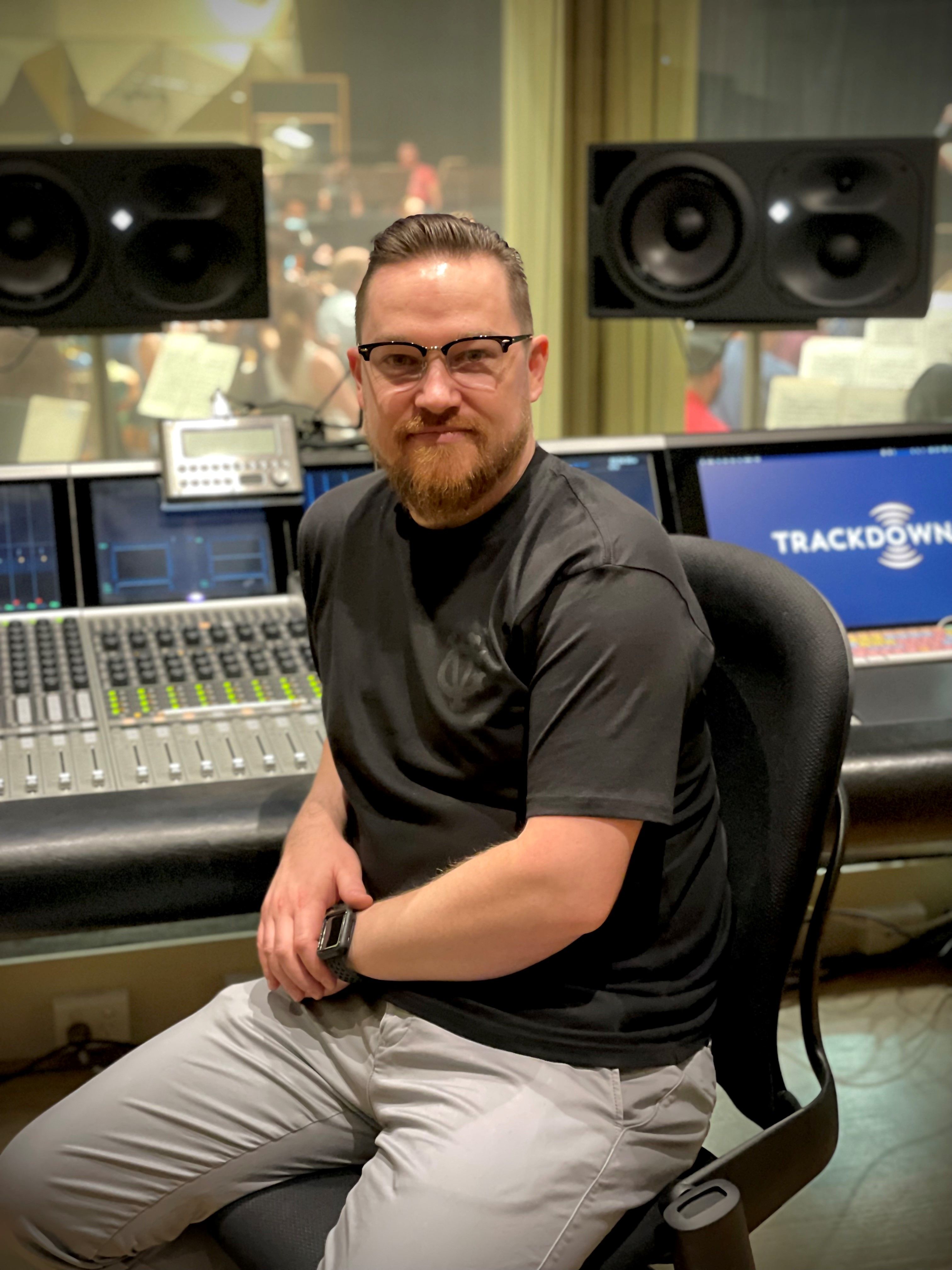 Craig Beckett, Trackdown Lead Score Engineer and Sound Supervisor, in the Simon Leadley Scoring Stage