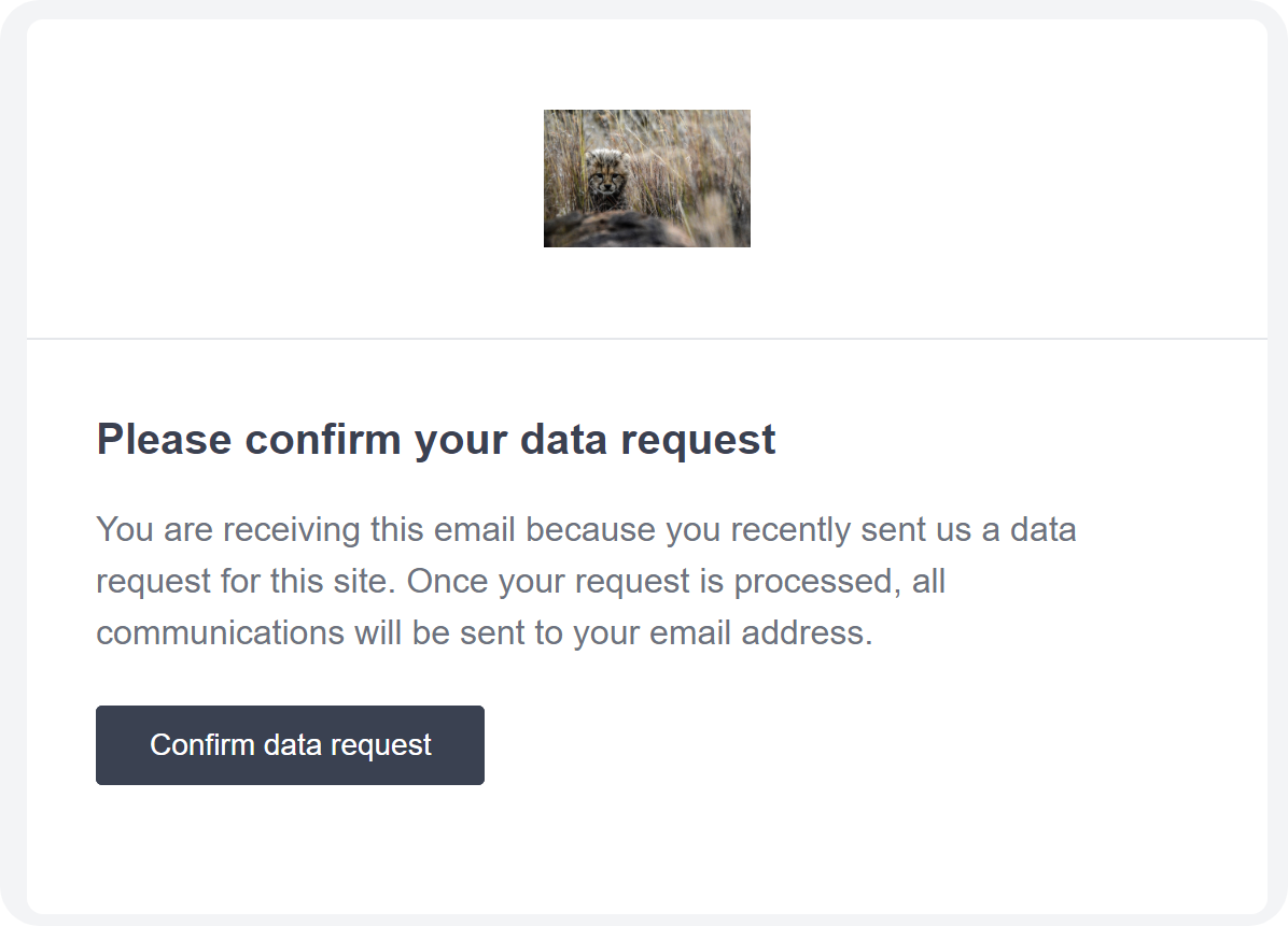 Data request confirmation email