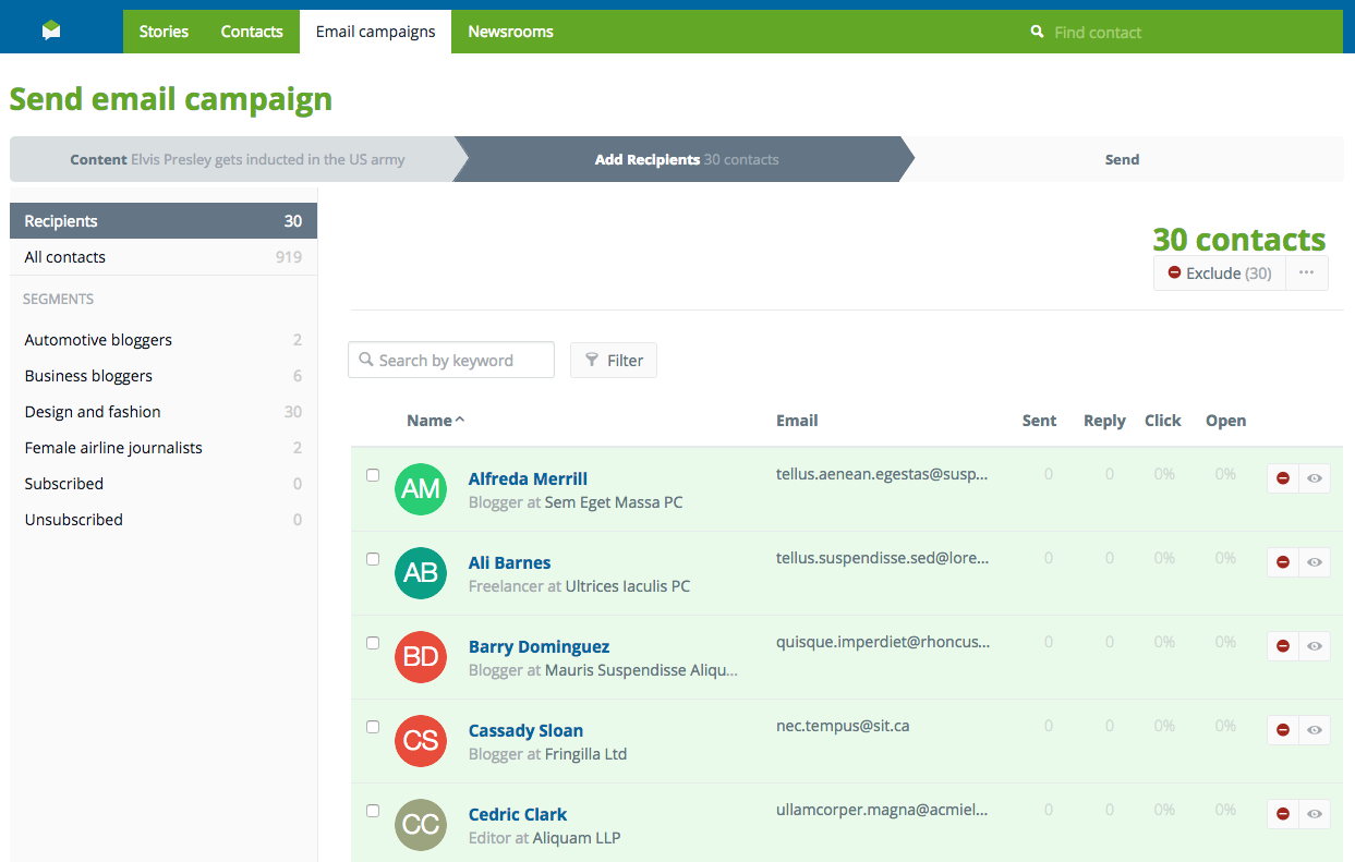 4. See your contacts added to your email campaign