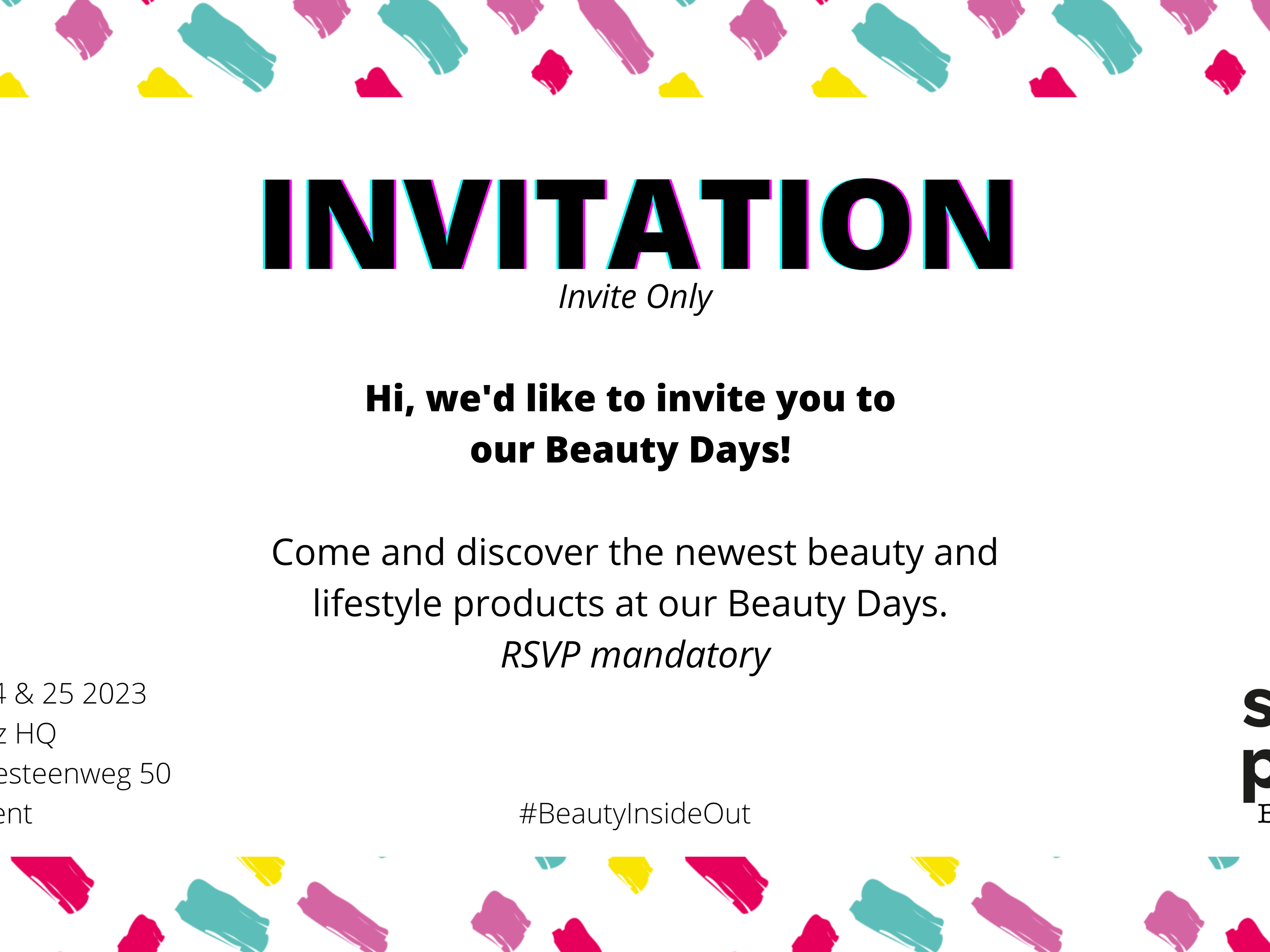 Reminder - Invite Studio Parlez Beauty Days (March 23, 24 & 25)