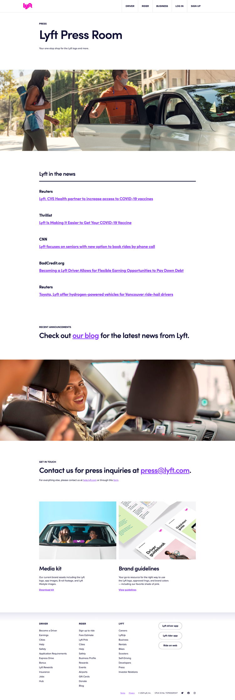 Lyft creates a sense of credibility by placing its top coverage up front