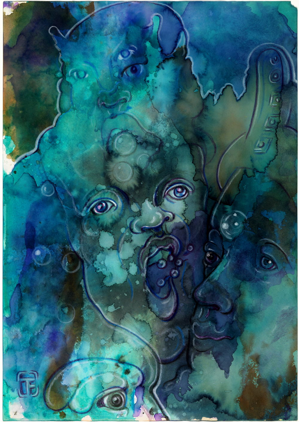 Felix De Rooy, 'Atlantis', 2001, aquarelverf op papier, collectie Stedelijk Museum Schiedam