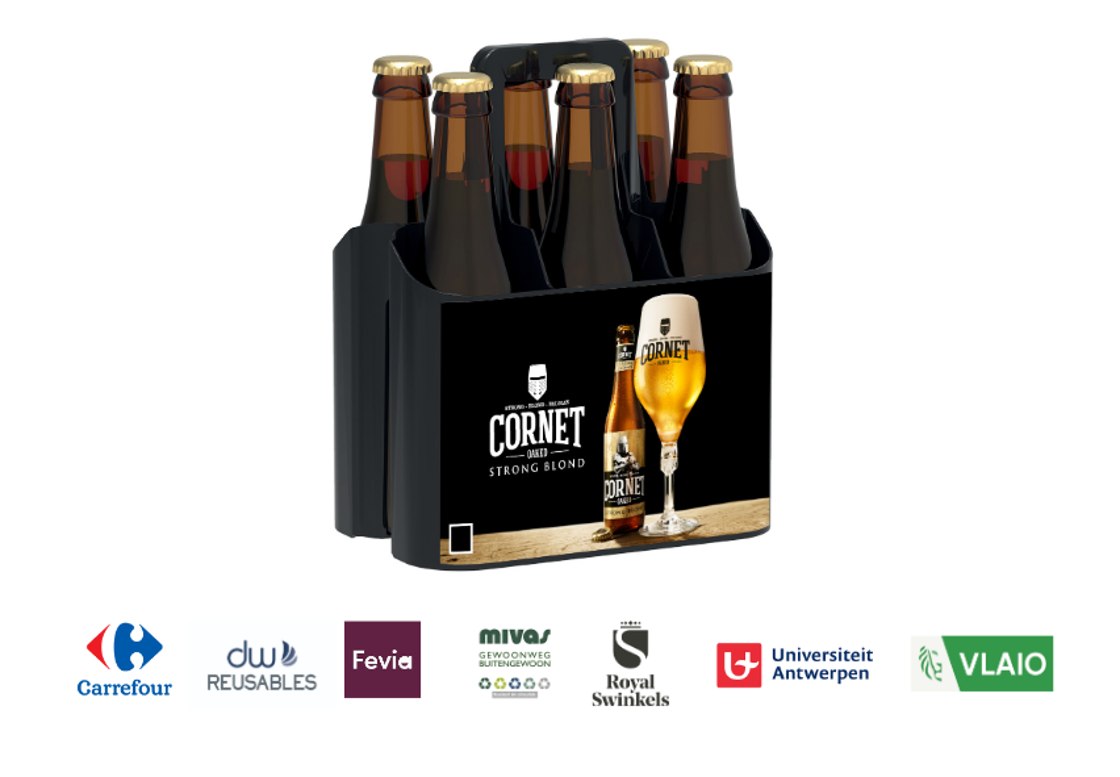 Carrefour België, Cornet en DW Reusables lanceren met steun van Vlaio en Living Lab, een retourneerbaar minikratje voor bier