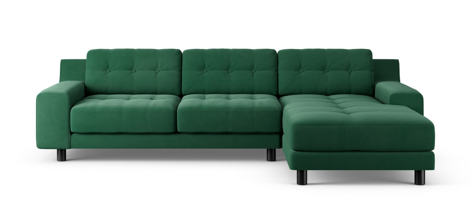 Habitat Hendricks 4 Seater RH Chaise Chenille Green, 7140358