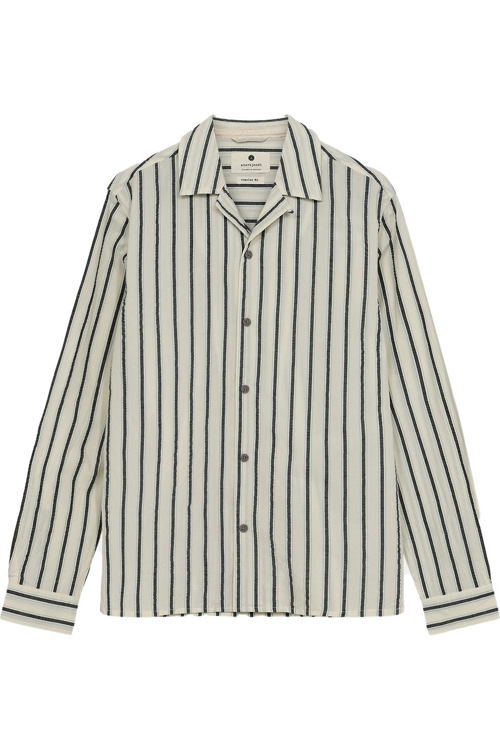 Juttu_SS25_Anerkjendt Hemd Akkurt Seersucker Stripe_Tofu_€79,99