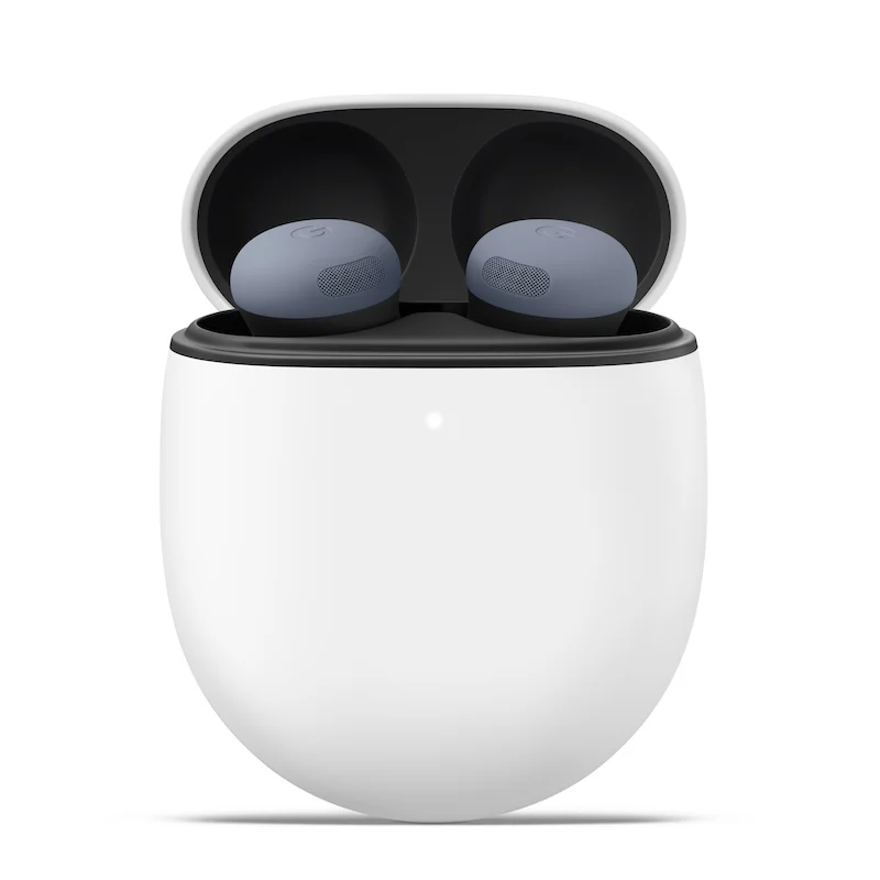 Pixel Buds Pro 2 in Moonstone in the charging case