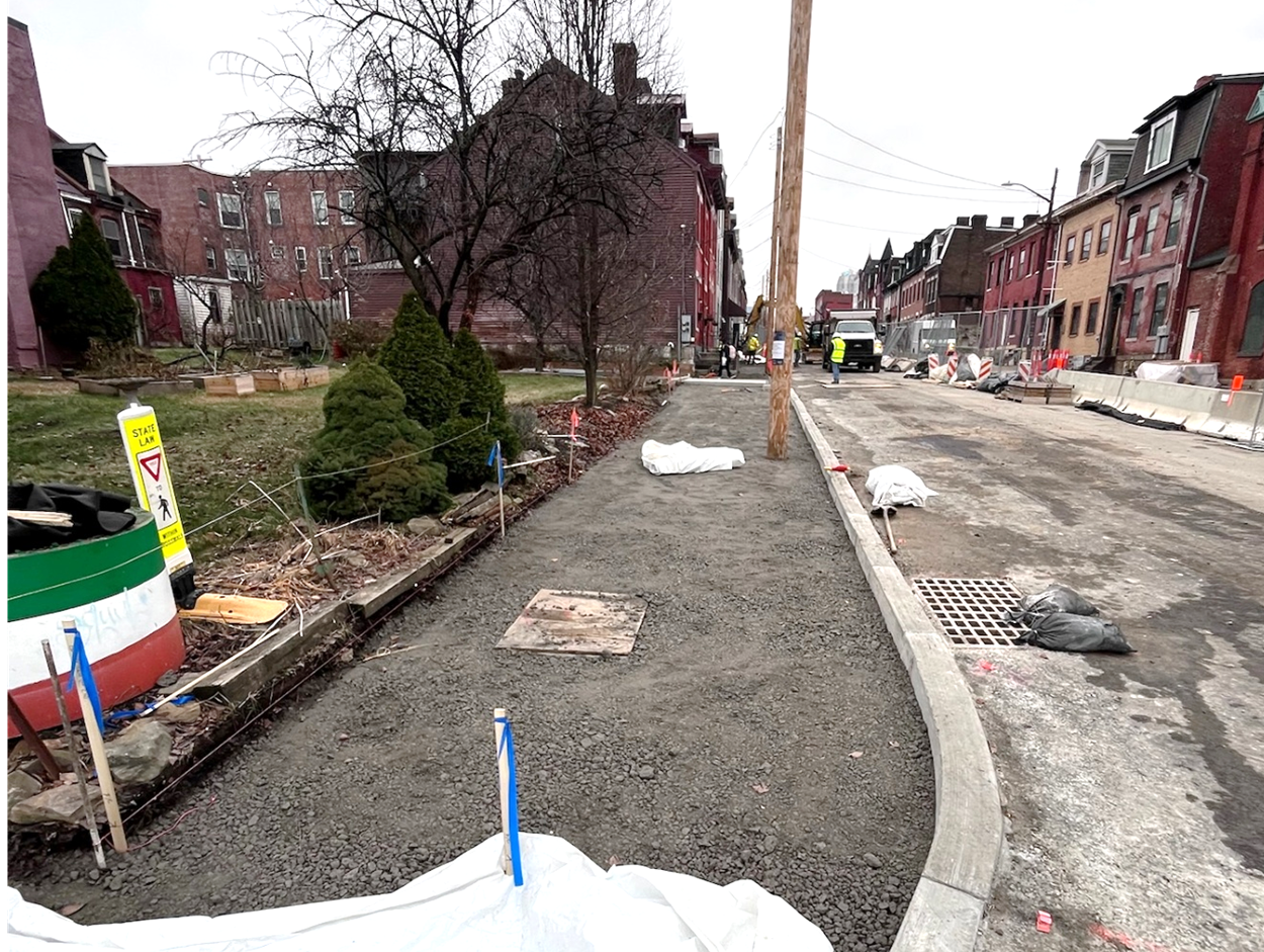 New curb recently installed at Forbes Avenue and Seneca Street New curb recently installed at Forbes Avenue and Seneca Street