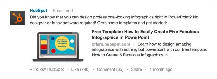 Example of LinkedIn sponsored update