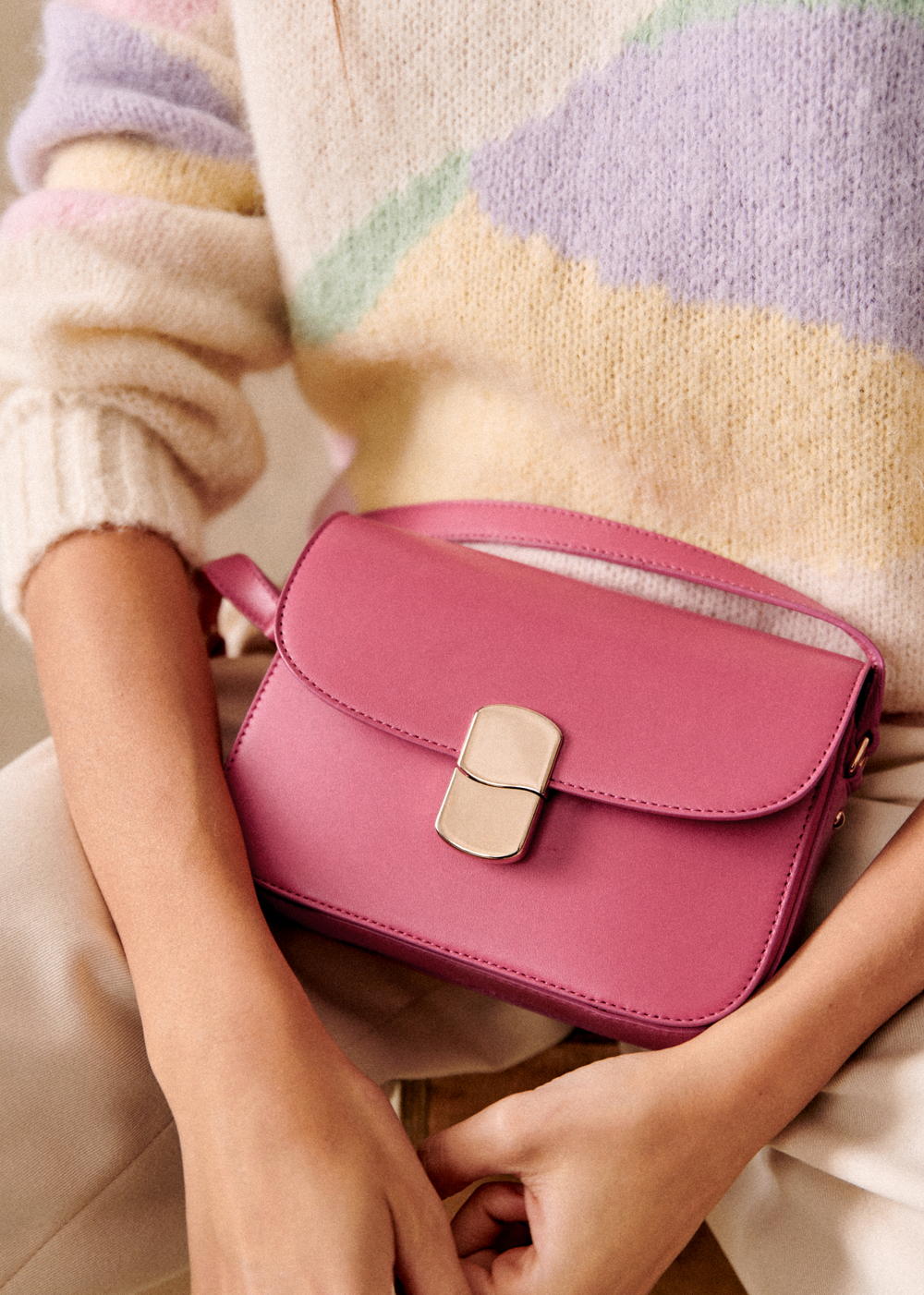 Sézane - Sac Mini MILO Classique Rose Lisse - 335€