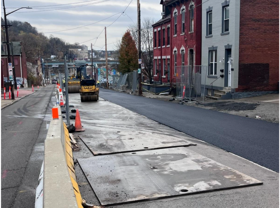 Temporary paving recently completed on Forbes Avenue in Uptown