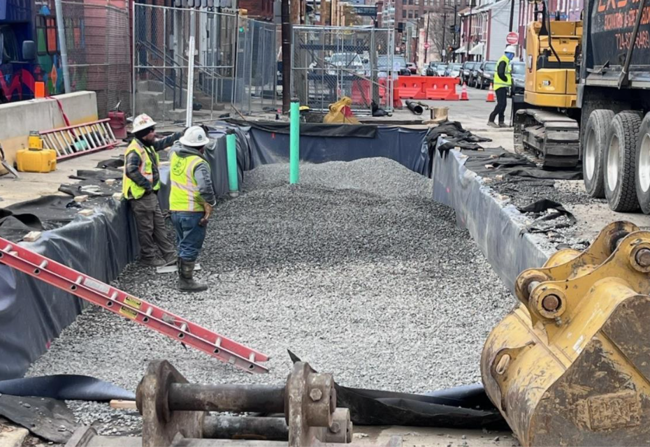 Green infrastructure trench at Forbes Avenue and Miltenberger Street