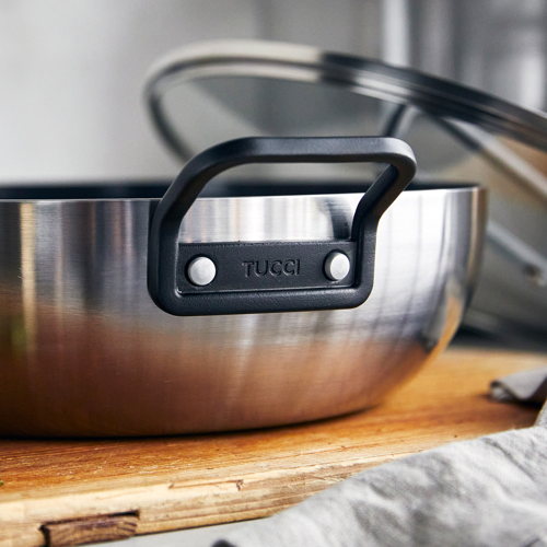 GreenPan™ Stanley Tucci™ Stainless Steel Ceramic Nonstick 30cm Frypan with Lid - €235 GreenPan™ Stanley Tucci™ Stainless Steel Ceramic Nonstick 30cm Frypan with Lid - €235