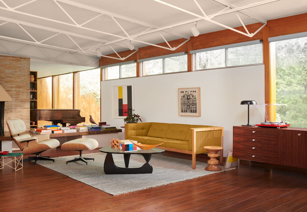 The Eames Lounge Chair and Ottoman in Bamboo-based leather in Ivory