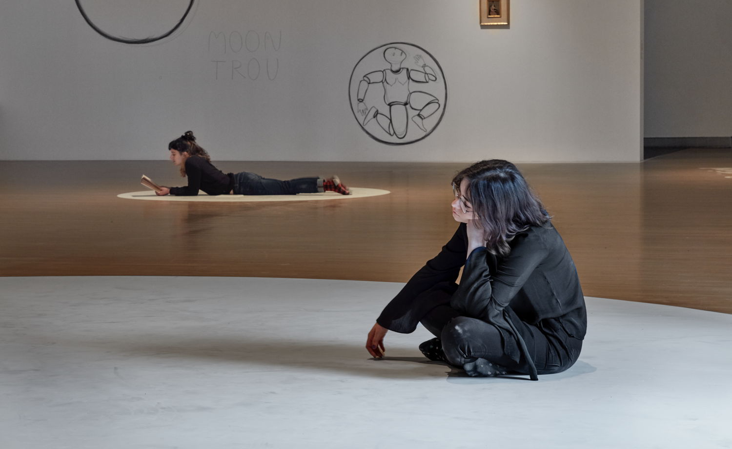 Dora García, On the back: The Labyrinth of Female Freedom, 2020, On the front: Two Planets Have Been Colliding for Thousands of Years, 2017 Rose Art Museum, Brandeis University, Waltham, US, 2020 Photo: Charles Mayer