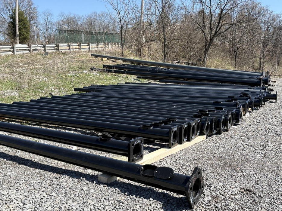 Traffic signal poles awaiting installation Traffic signal poles awaiting installation