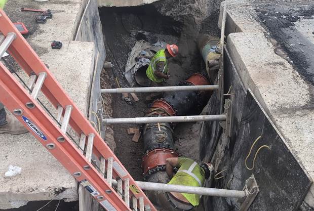 20-inch waterline recently installed at Forbes Avenue and Pride Street in Uptown 20-inch waterline recently installed at Forbes Avenue and Pride Street in Uptown