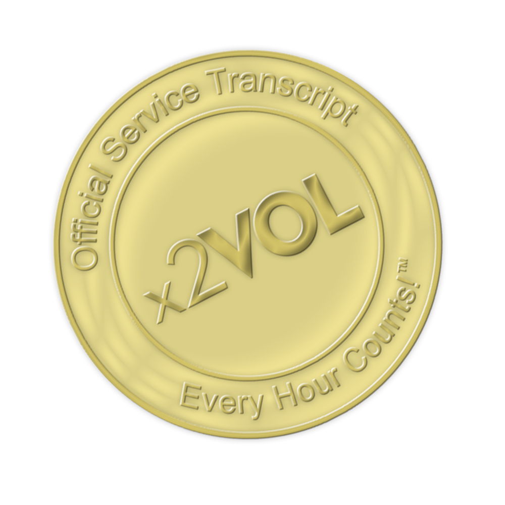 Official Service Transcript seal from x2VOL - gold