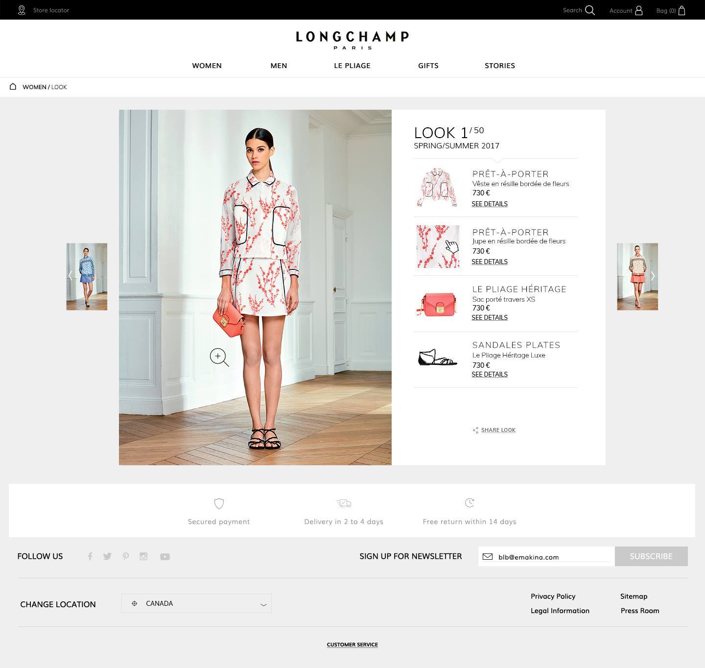 Site e-commerce Longchamp