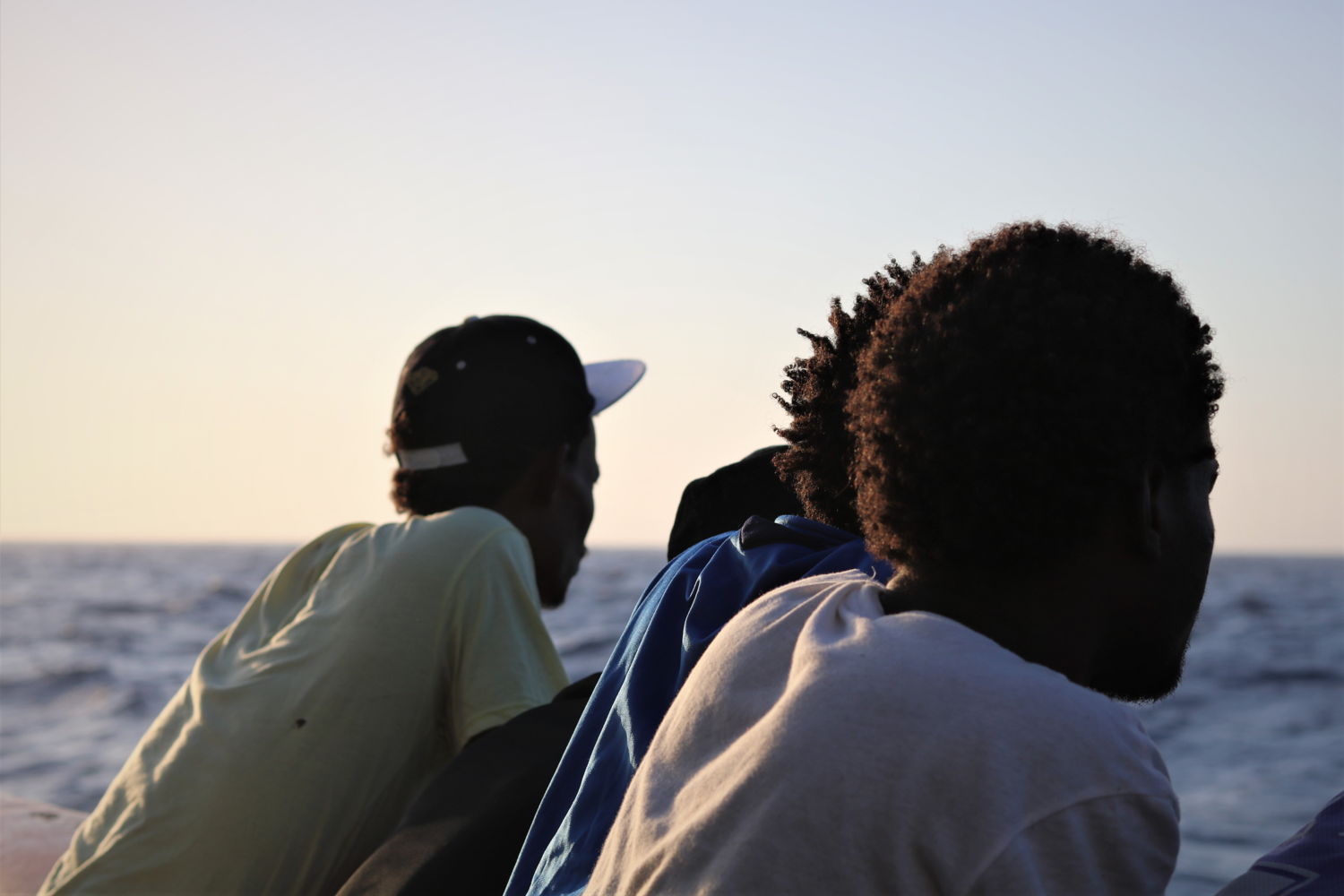 Survivors aboard Ocean Viking, August 13. Credit MSF/Hannah Wallace Bowman