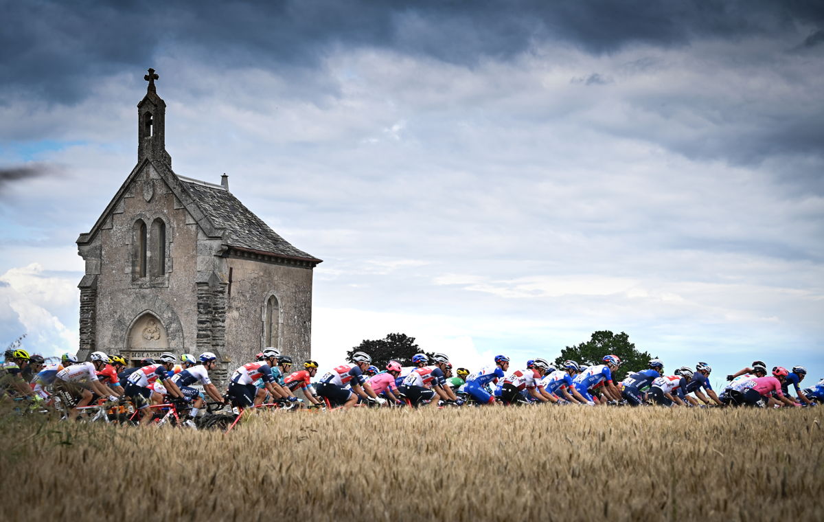 Illustration picture shows the pack of riders in action during the fourth stage of the 108th edition of the Tour de France cycling race, 150,4km from Redon to Fougeres, France, Tuesday 29 June 2021                   (© BelgaImage-David Stockman) 