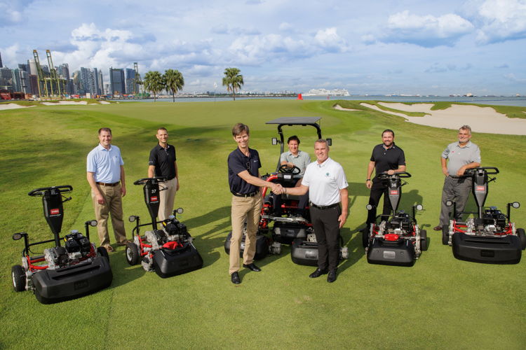 Representatives from Sentosa Golf Club, Toro, and Jebsen and Jessen Group after signing a 10-year partnership – the first of such scale in the region